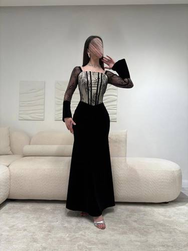 فستان سهره ناعم باربي مع دانتيل  راقي