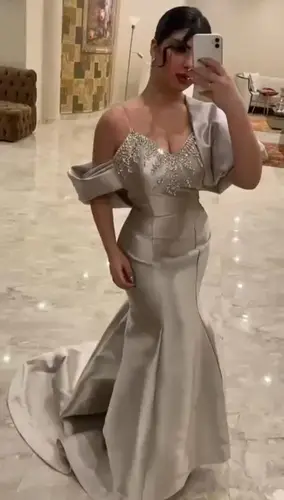 فستان ميكادو سهره مع تطريز يدوي 