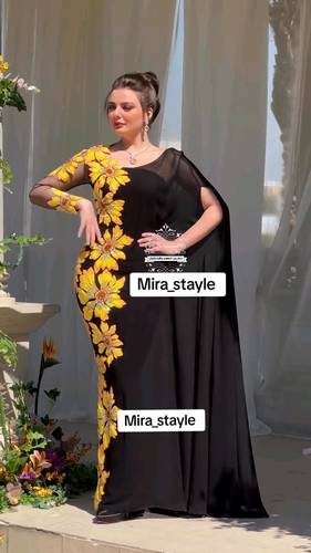 فستان جورجيت تطريز راقي جنب