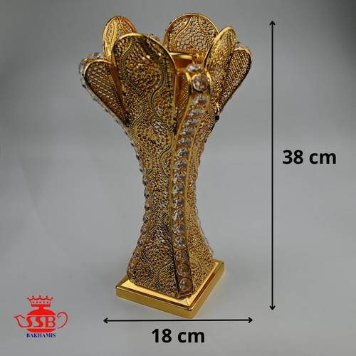 مبخرة مربع مشجر كرستال كبير ذهبي