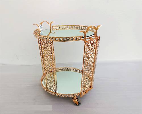 عربية ملكة بيضاوي بيد كرستال صغير ذهبي