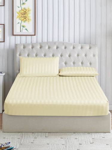 طقم شرشف مطاط مخطط يناسب سرير 200×200 سم