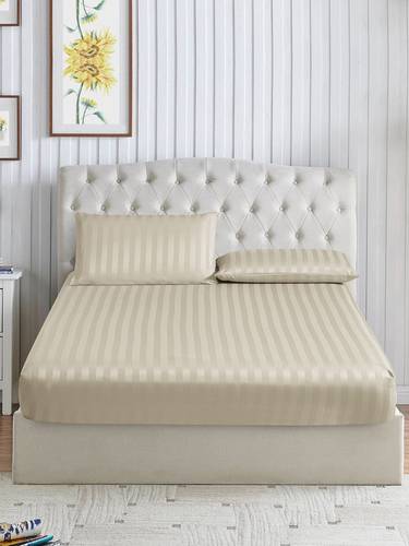 طقم شرشف مطاط مخطط يناسب سرير 200×200 سم