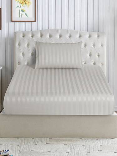 طقم شرشف مطاط مخطط يناسب سرير 140×200 سم