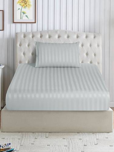 طقم شرشف مطاط مخطط يناسب سرير 140×200 سم