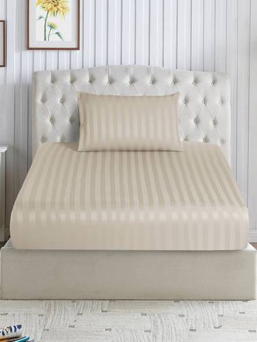 طقم شرشف مطاط مخطط يناسب سرير 140×200 سم