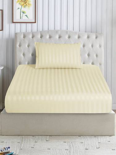 طقم شرشف مطاط مخطط يناسب سرير 140×200 سم