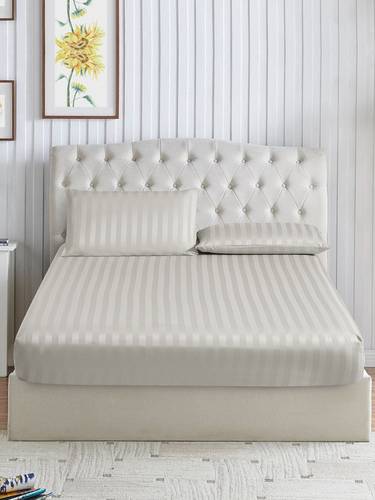طقم شرشف مطاط مخطط يناسب سرير 200×200 سم