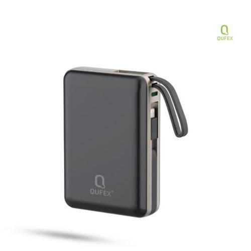 شاحن متنقل PD بسعة 20,000mAh  مع كيبل تايب سي + كيبل آيفون مدمج -أسود
