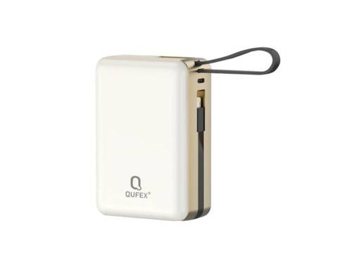 شاحن متنقل PD بسعة 30,000mAh  مع كيبل تايب سي + كيبل آيفون مدمج - بيج