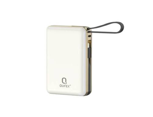 شاحن متنقل PD بسعة 20,000mAh  مع كيبل تايب سي + كيبل آيفون مدمج - بيج