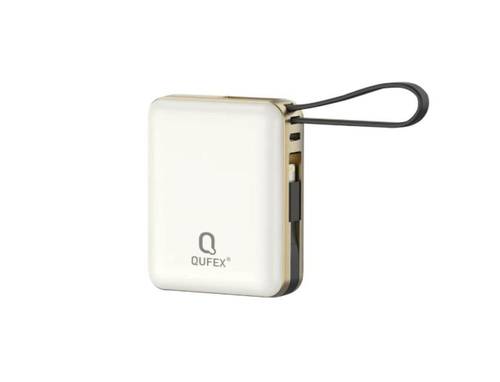 شاحن متنقل PD بسعة 10,000mAh  مع كيبل تايب سي + كيبل آيفون مدمج - بيج