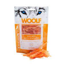 وولف مكافآت بالدجاج وثمار البحر للكلاب والقطط 100جم Woolf Chicken & Seafood Treats for Dogs and Cats W21