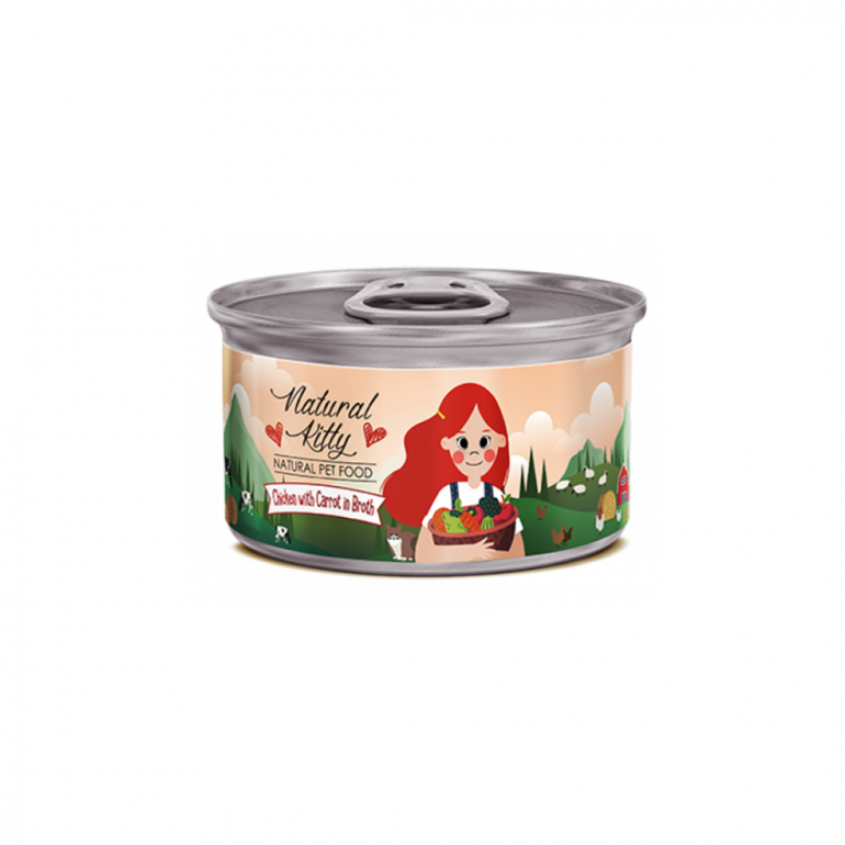ناتشورال كيتي معلبات طبيعية بالدجاج والجزر للقطط Natural Kitty 80g 