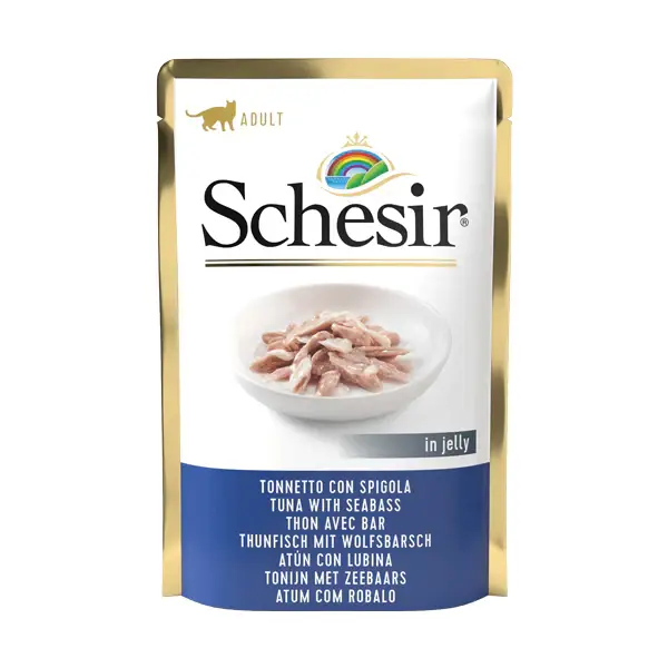 Schesir wet cat food tuna and sea ​​bass in Broth 85 g