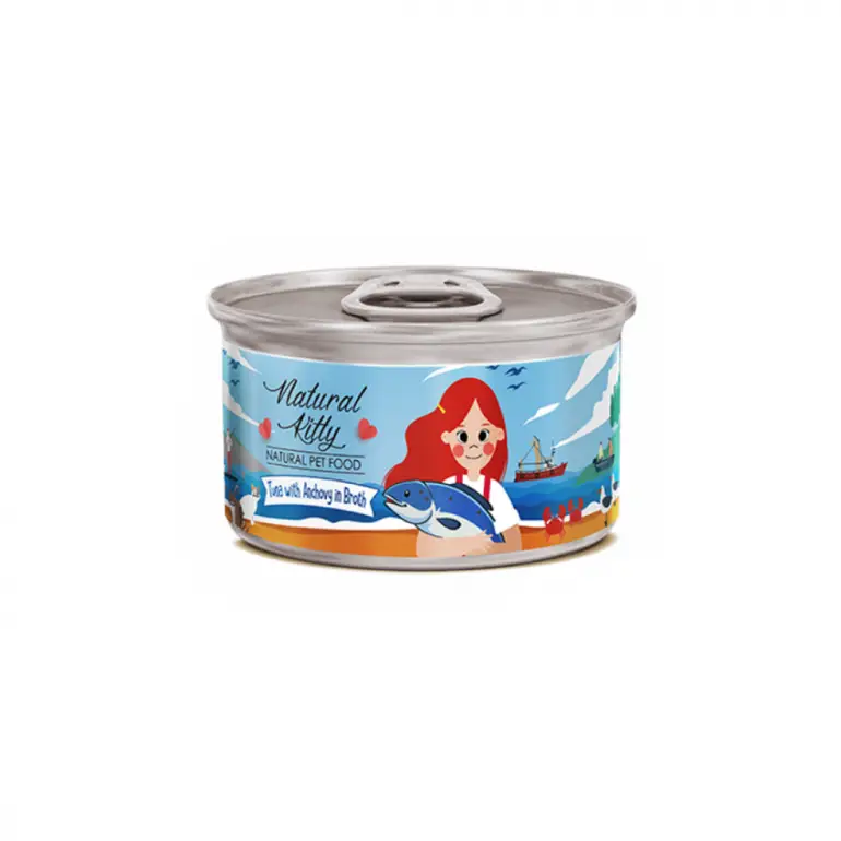 ناتشورال كيتي معلبات طبيعية بالتونا والانشوفة للقطط Natural Kitty 80g
