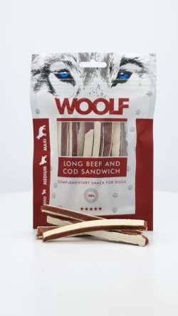 وولف مكافآت لحم بقري مع سمك القد ساندويتش للكلاب 100جم Woolf Long Beef & Cod Sandwich Treats for Dogs 100gm W5