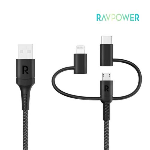 كيبل راف باور 3 في 1 ( ATO Micro + type C + lightning ) بطول 1.2 متر