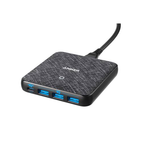 أنكر 65 واط باور باورت أتوم الإصدار الثالث شاحن مكتبي سريع مع منفذ PD و 3 منافذ USB قماشي 
