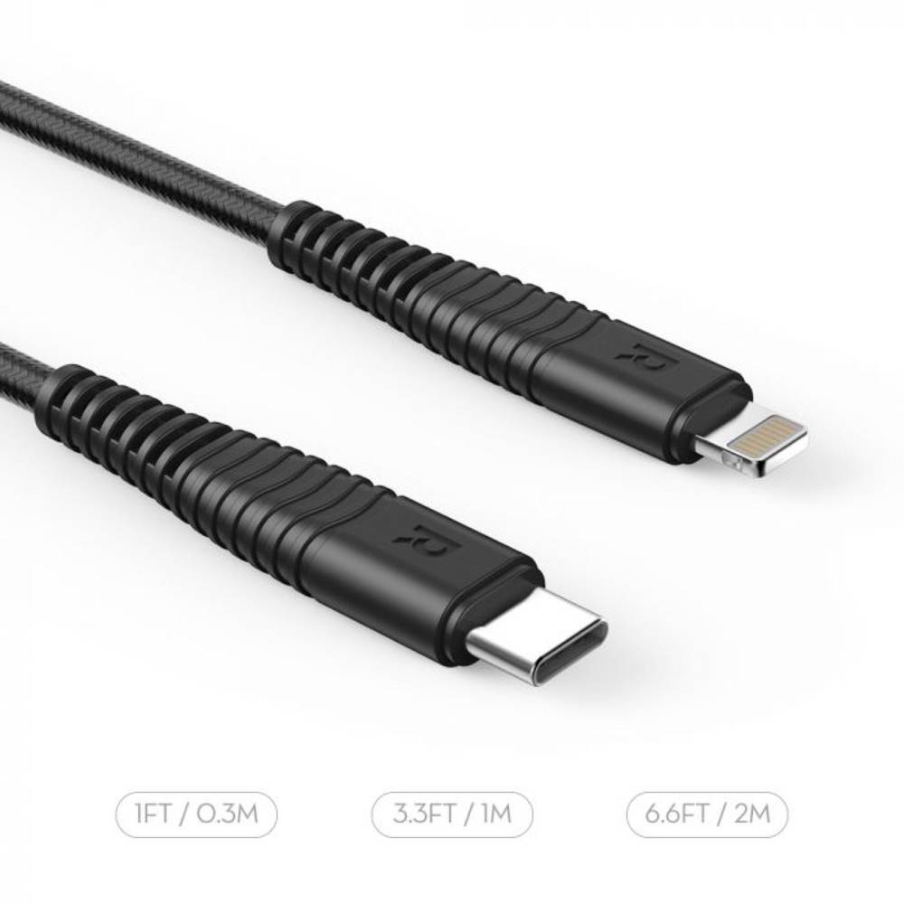 كيبل USB-C إلى Lightning بطول 1 متر من راف باور - اسود
