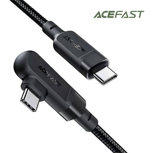 سلك AceFast تايب سي الى تايب سي بقوة 100 واط الومنيوم بطول 2 متر زاوية قائم - اسود