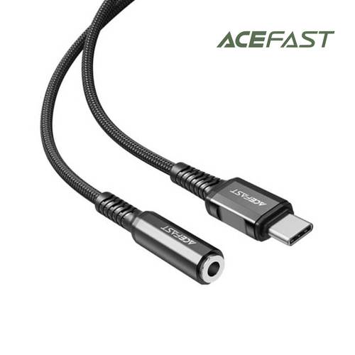 وصلة AceFast تايب سي الى AUX بطول 18 سم - اسود