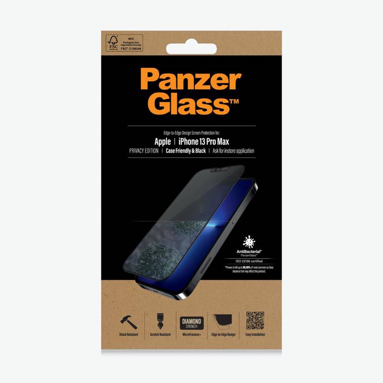 PanzerGlass استكر حماية زجاجية للخصوصية بأطراف سوداء لأيفون 13