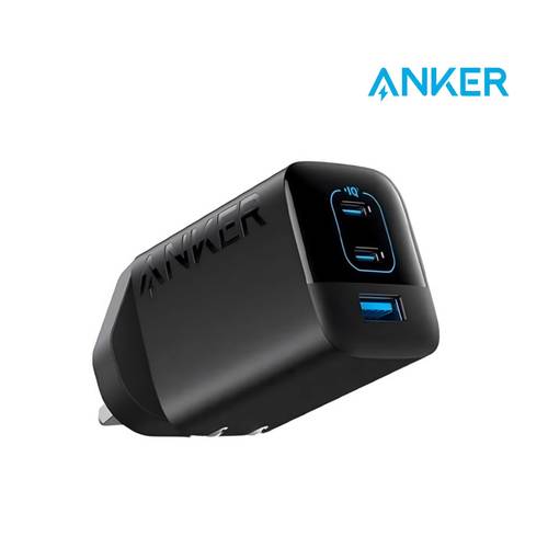 شاحن جداري أنكر 336 منفذي USB-C و منفذ USB-A بقوة 67 واط - اسود