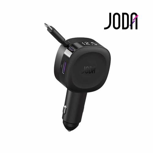 شاحن سيارة JODA CarFlex بقوة 60 واط مع سلك تايب سي مدمج مع منفذ تايب سي و منفذ يو اس بي