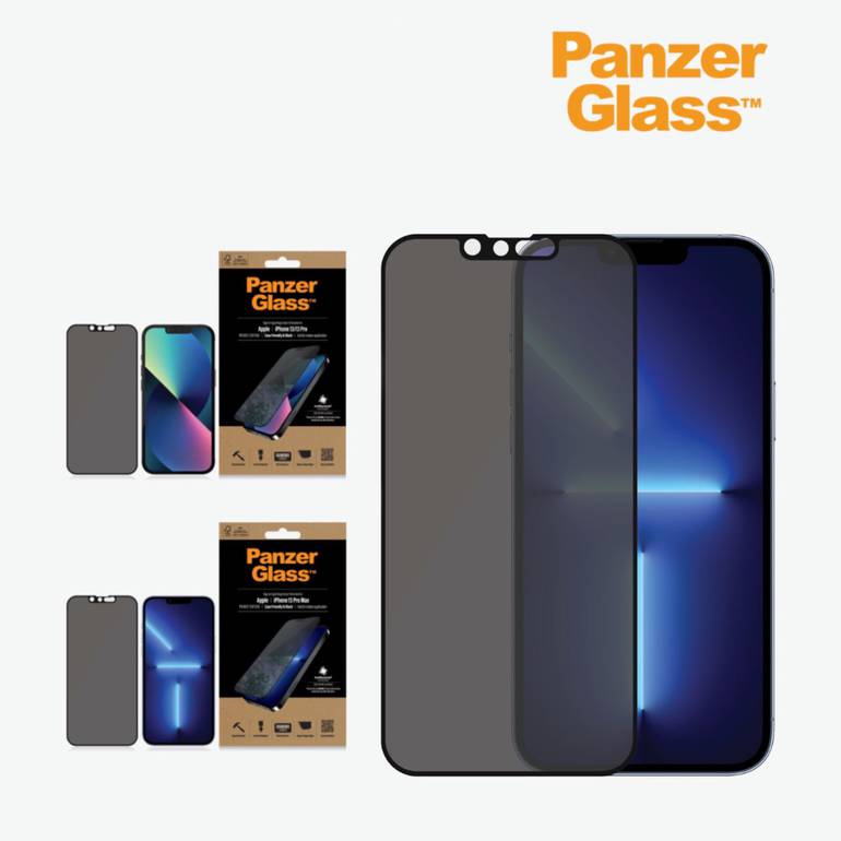 PanzerGlassبانزرجلاس استكر حماية زجاجية للخصوصية بأطراف سوداء لأيفون 13