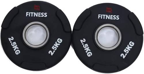 bq Fitness Weight Plate, 2.5kg 2 Pieces, Olympic Grip Holes, Black, Rubber Coated