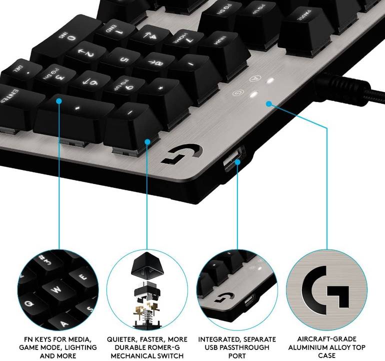 Logitech G413 Mechanical Gaming Keyboard - Silver (EN)