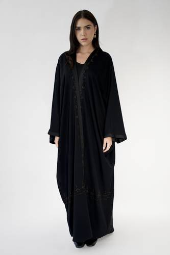 Embroidered Black Crepe