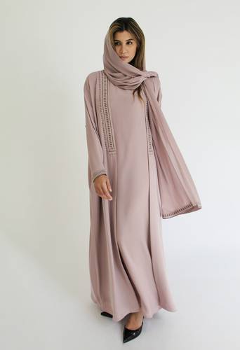 Nude Pink Embroidered Crepe 