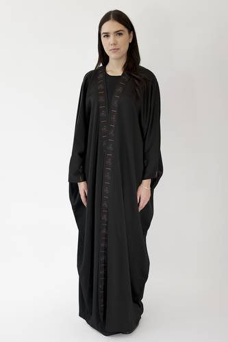 Embroidered Silk Crepe Black 