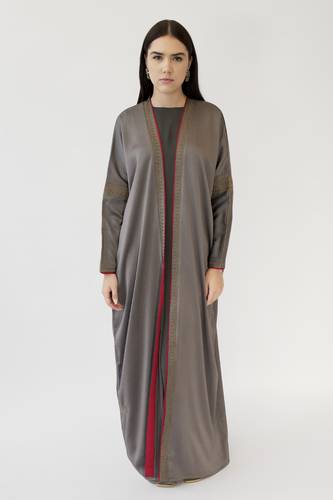Embroidered Silk Crepe Grey 
