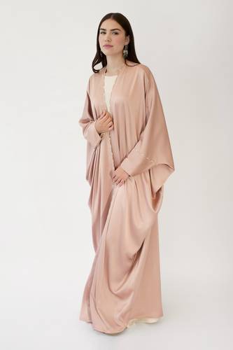 Beaded Salmon Silk Crepe