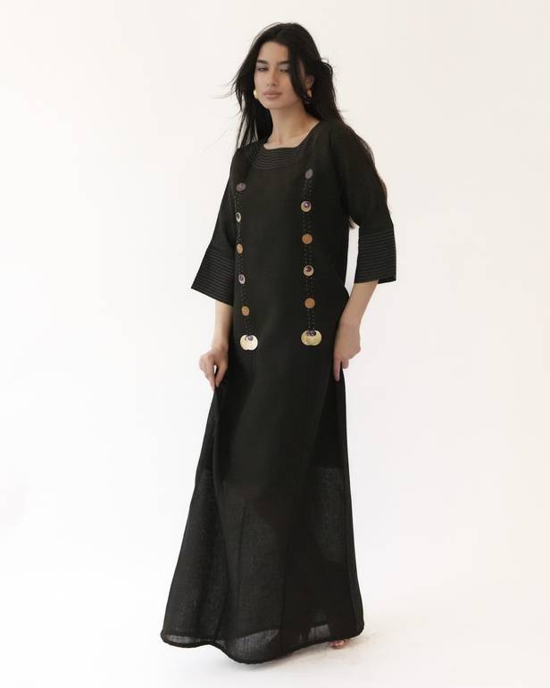Olive Linen Embroidered