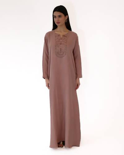 Nude Washed Silk Beaded Embroidered 