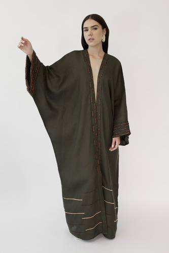 Beaded Linen Olive