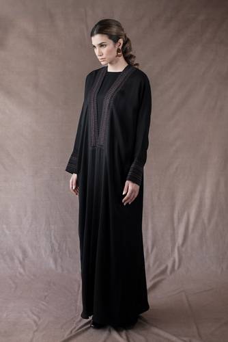 Crepe Silk Embroidered Copper Brown