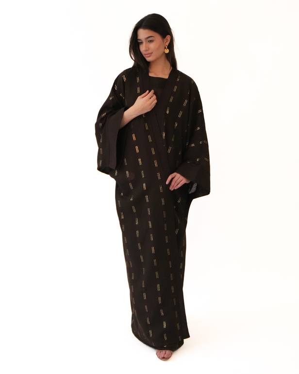 Brown Beaded Linen