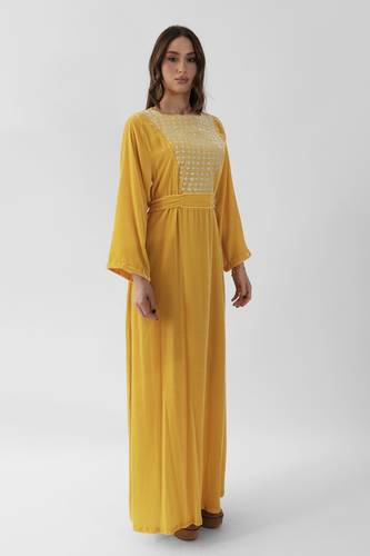 Yellow Velvet Embroidered 
