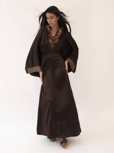 Silk Dress with Gold Top
