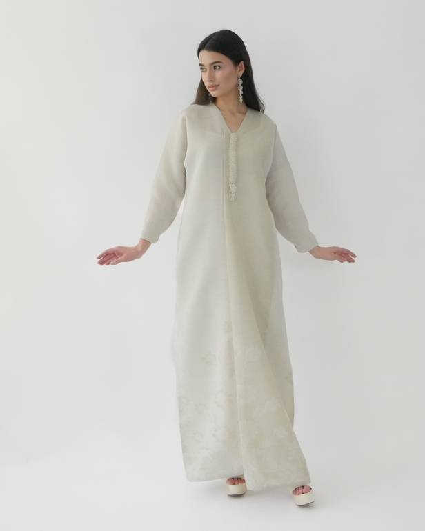 Linen Dress with Crystal 