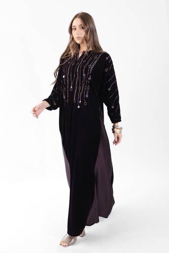 Purple Velvet Silk Embroidered