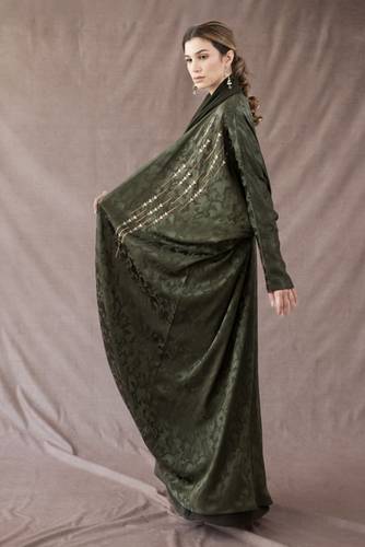 Patterned Crepe Embroidered Olive