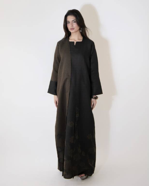 Linen Black Brown Embroidered 