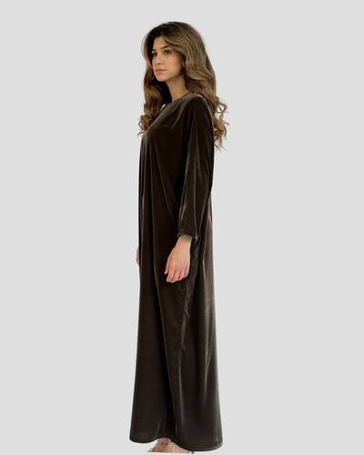 Olive Brown Velvet Dress