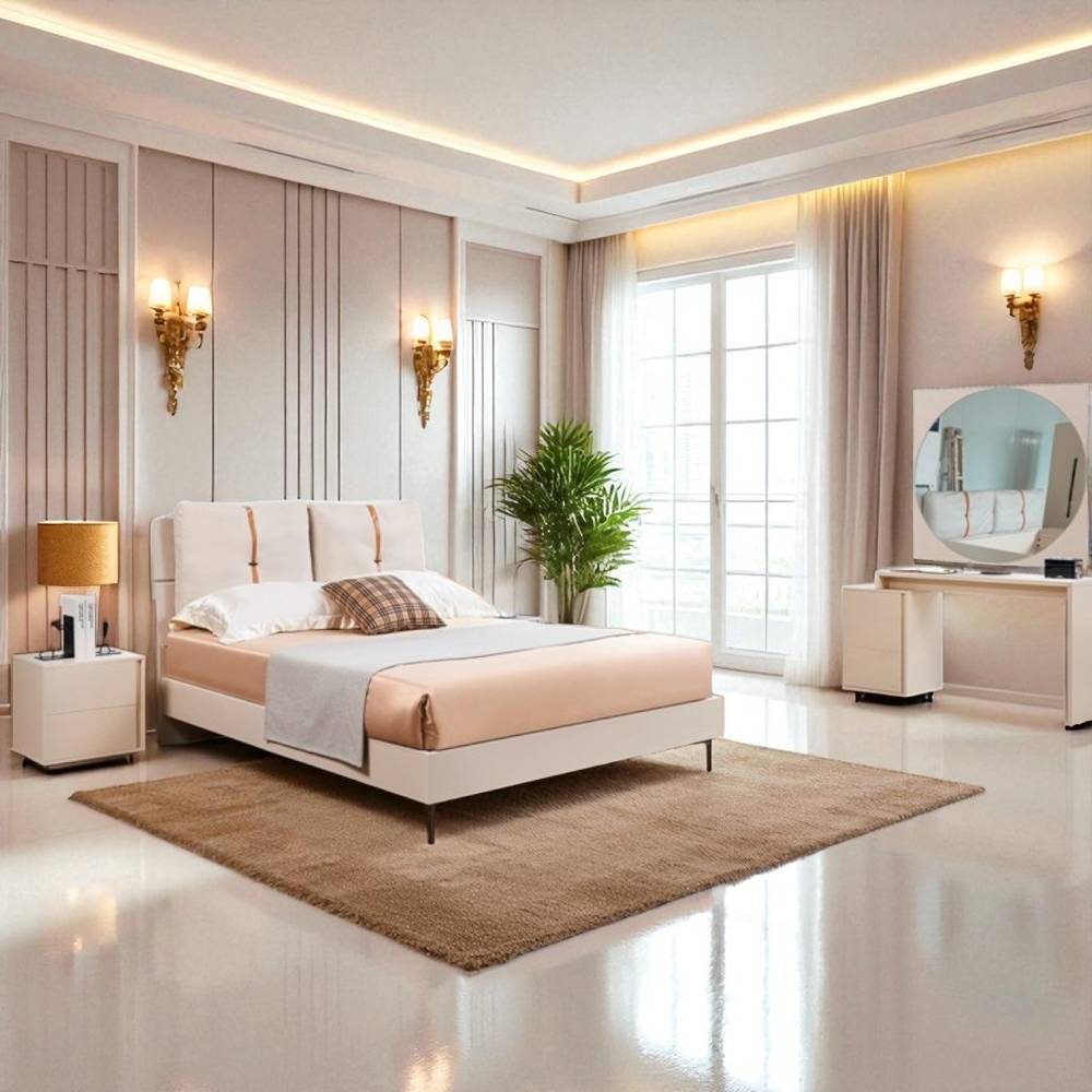 غرفة نوم DZ-48A - بدون دولاب - لون CREAM MAT